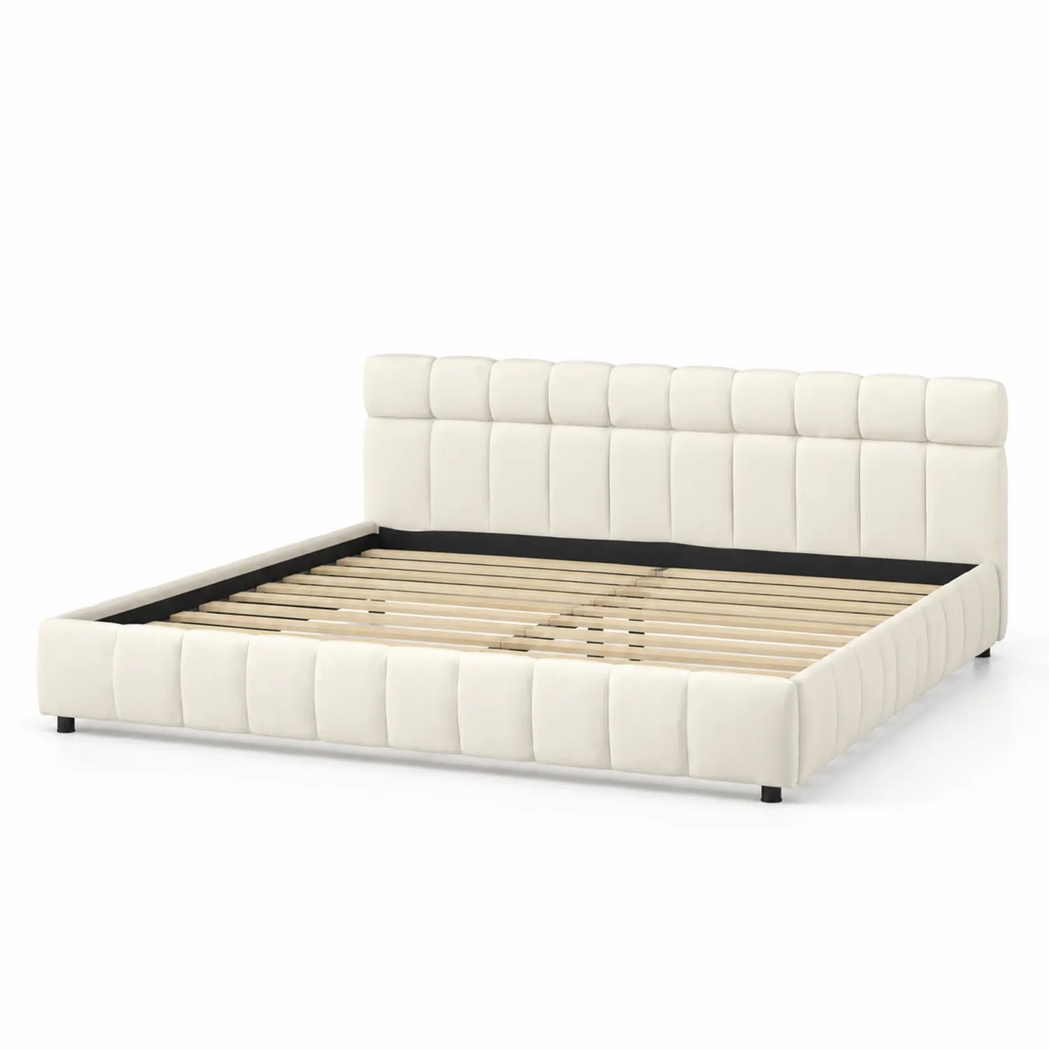 Lit plateforme en cuir synthétique Blanc avec sommier à lattes 200x160 cm
