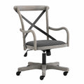 Chaise de bureau pivotante en bois et métal, assise en polyester gris