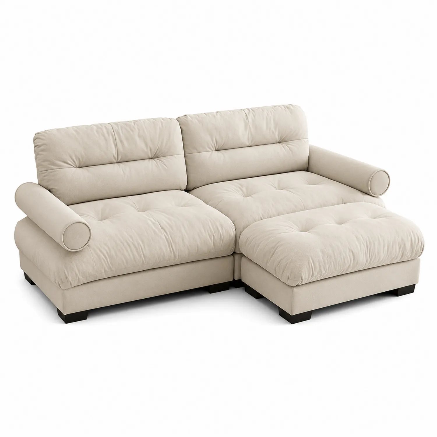 Canapé d'angle en tissu microfibre Beige