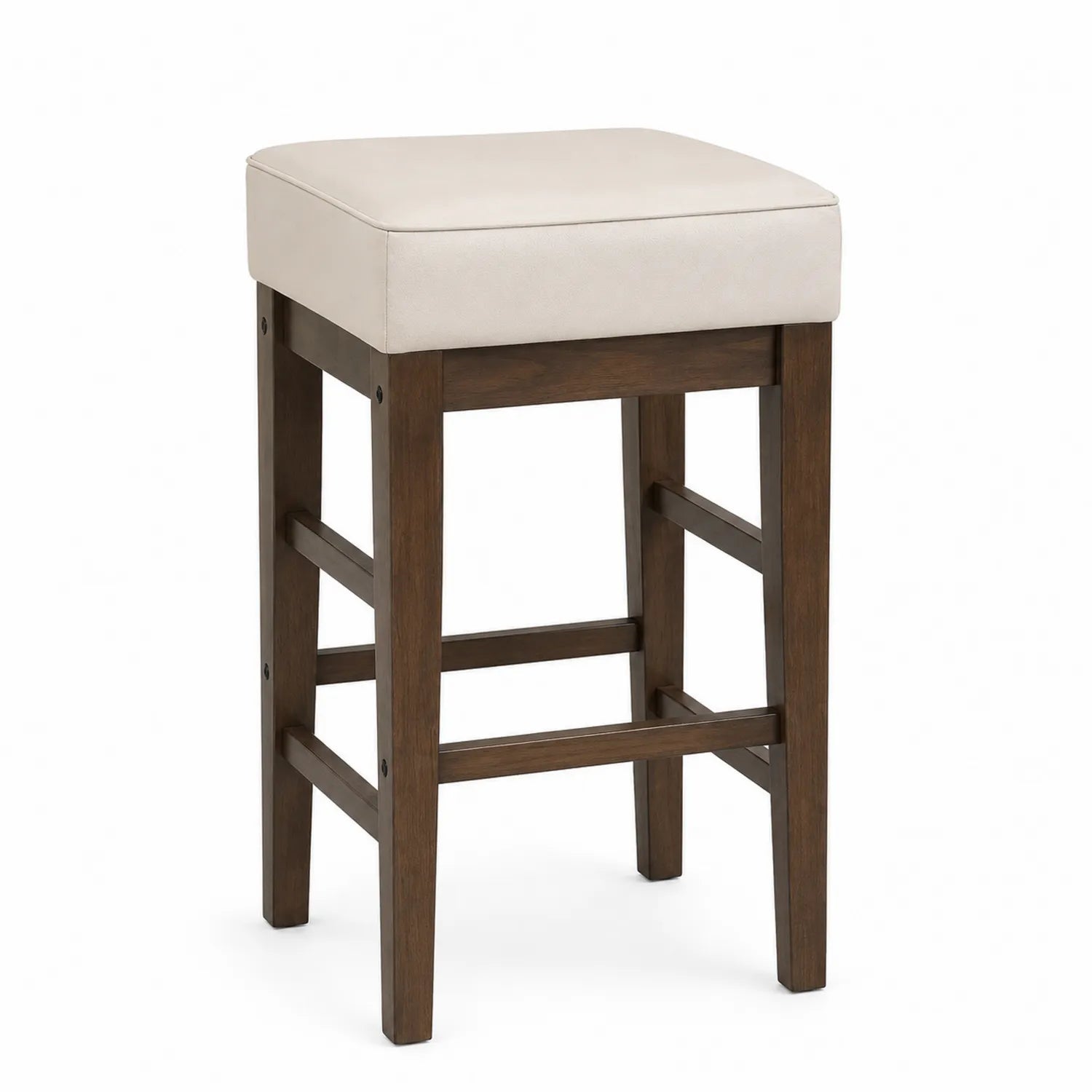 Tabouret de cuisine en bois et similicuir beige 76 cm