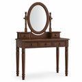 Coiffeuse en bois massif avec miroir ovale et tiroirs