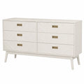 Commode en Bois MDF 6 Tiroirs Blanc