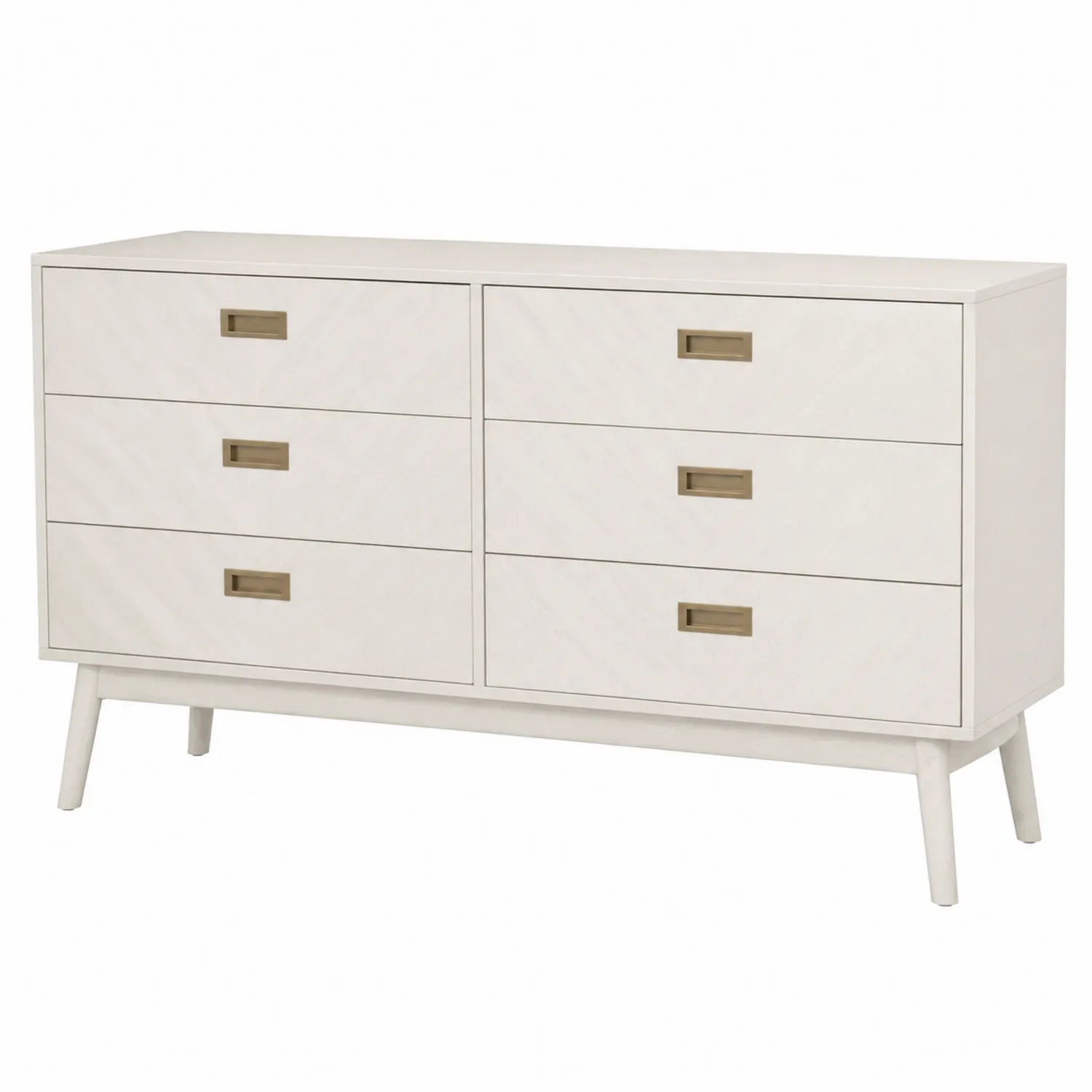 Commode en Bois MDF 6 Tiroirs Blanc