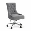 Chaise de bureau en tissu polyester gris avec base en métal chromé