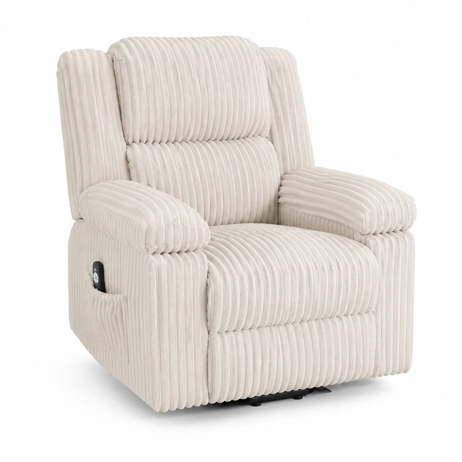 Fauteuil inclinable en velours côtelé beige 98cm x 95cm x 102cm