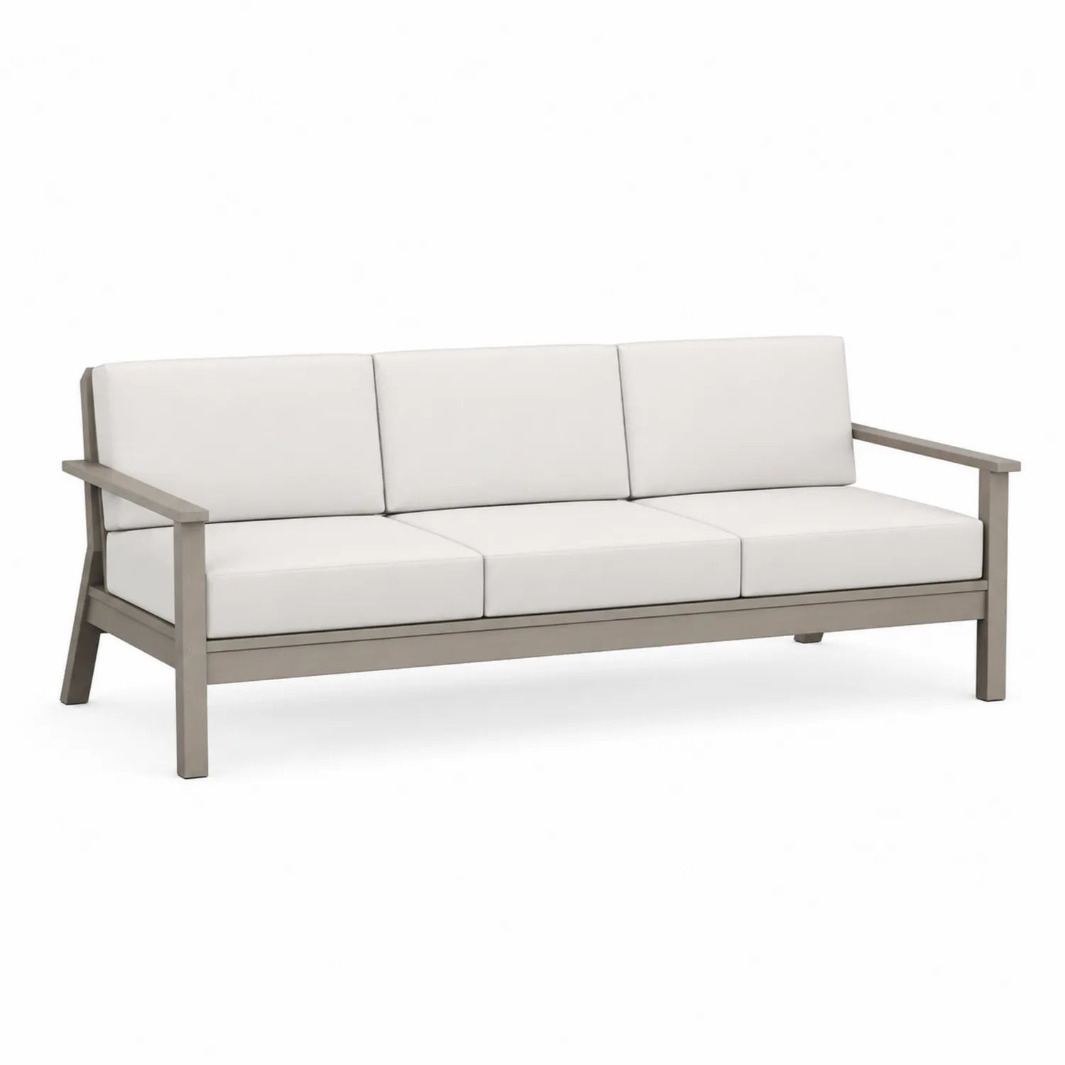 Canapé d'extérieur 3 places aluminium coussins polyester Blanc/Gris