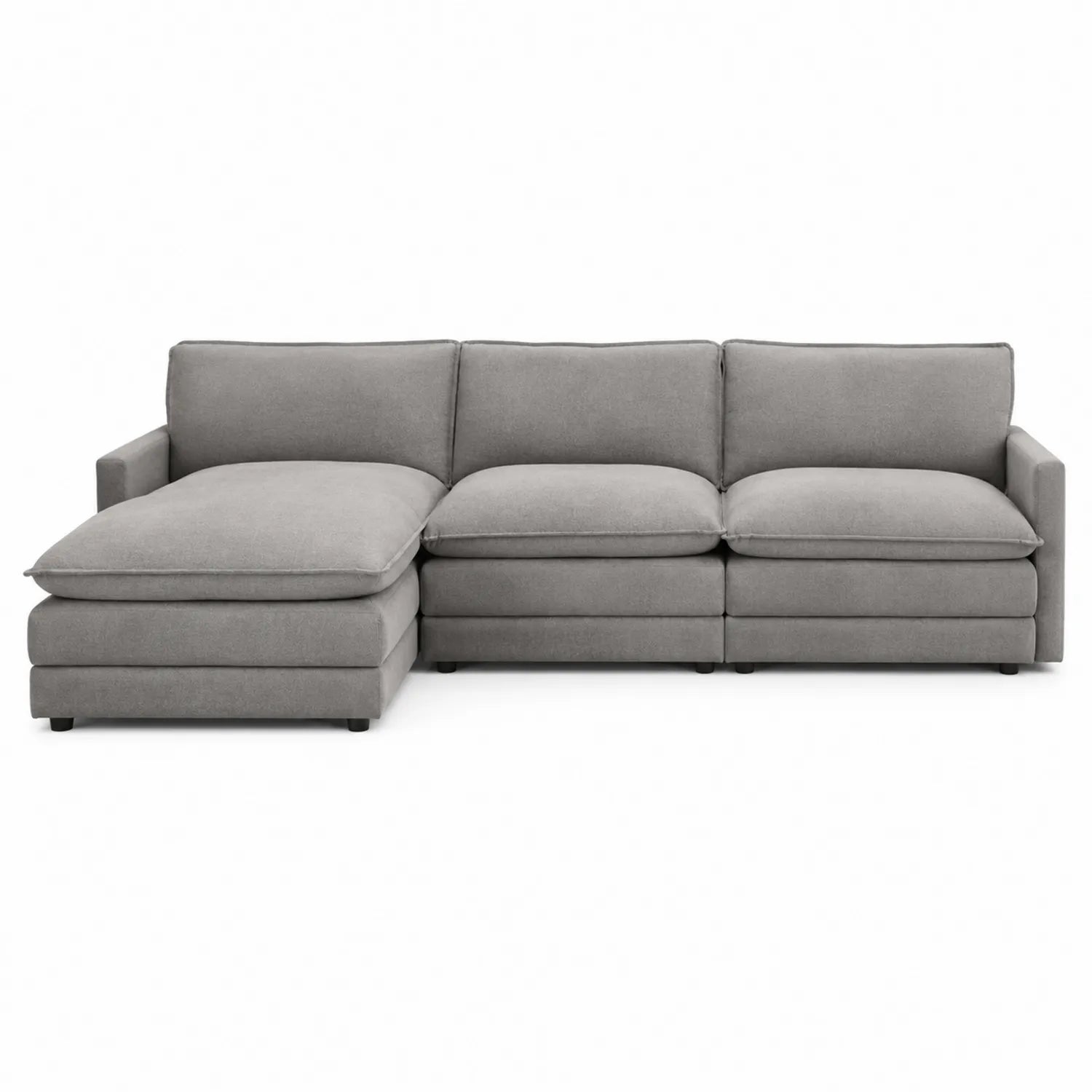 Canapé d'angle en tissu gris avec méridienne