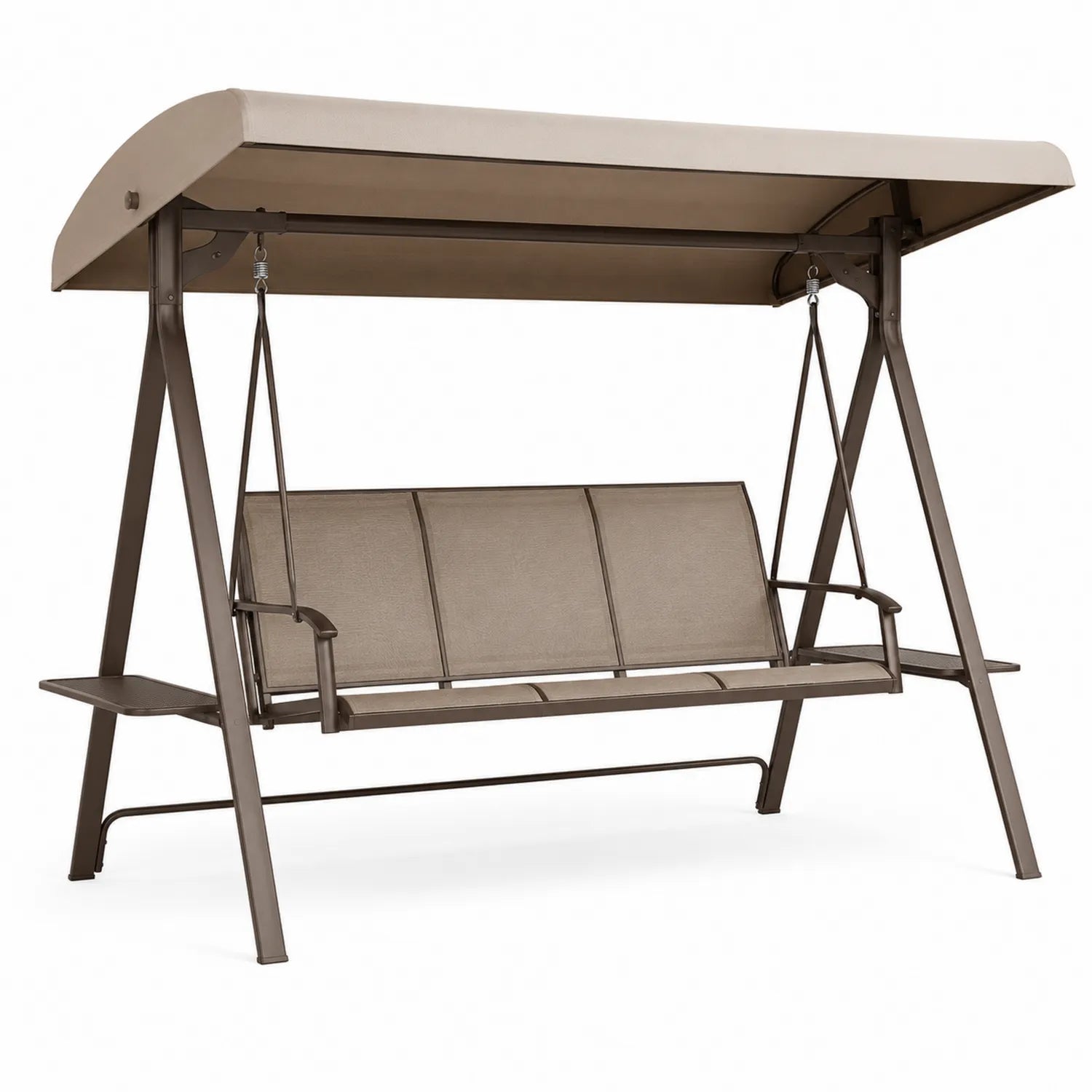 Balancelle de jardin en métal avec assise en tissu polyester beige
