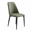 Chaise en cuir synthétique vert olive avec pieds en métal noir