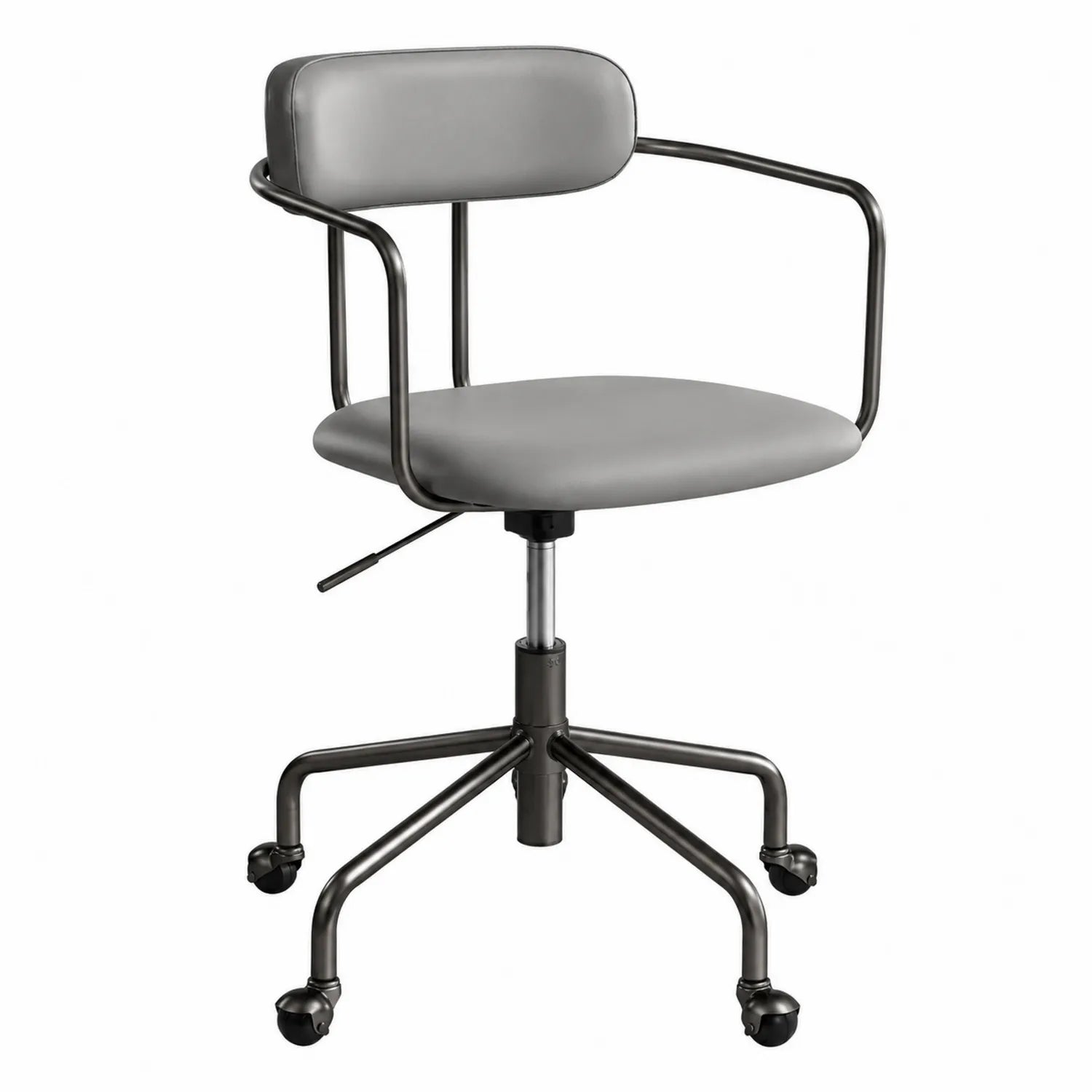 Chaise de bureau pivotante en métal et PU gris