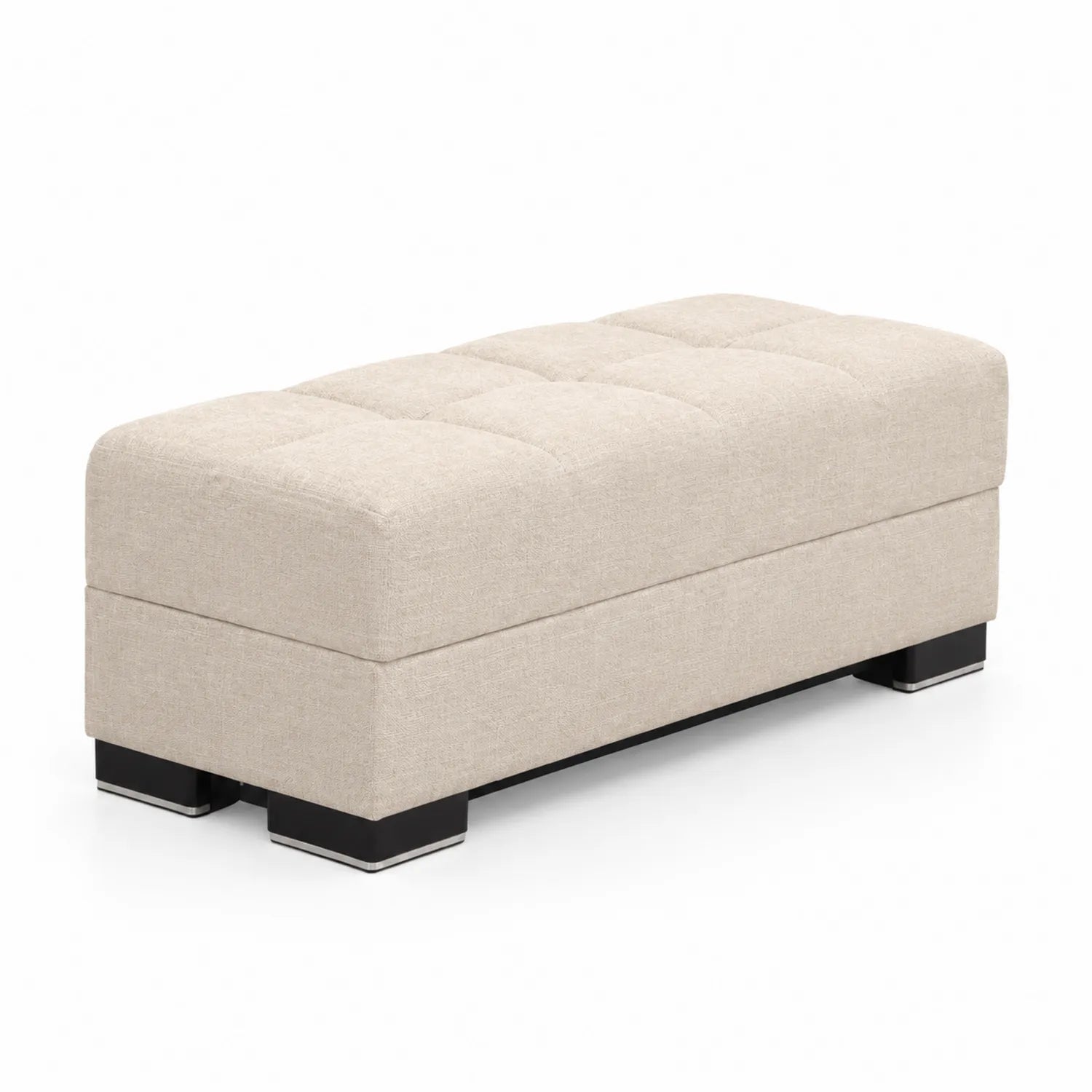 Banc en tissu avec pieds en bois 120 cm