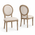 Ensemble de 2 chaises de salle à manger en bois avec revêtement en tissu beige