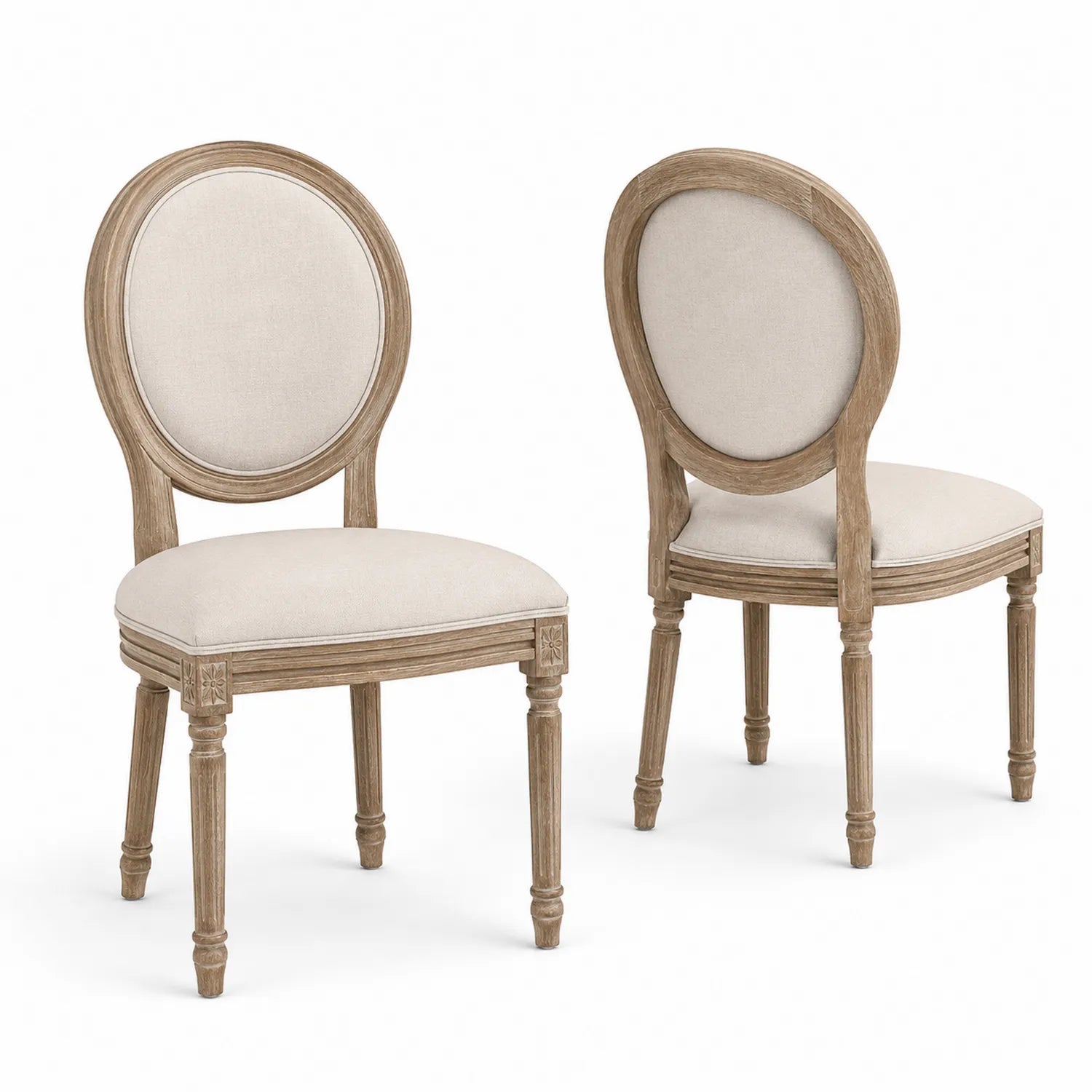 Ensemble de 2 chaises de salle à manger en bois avec revêtement en tissu beige