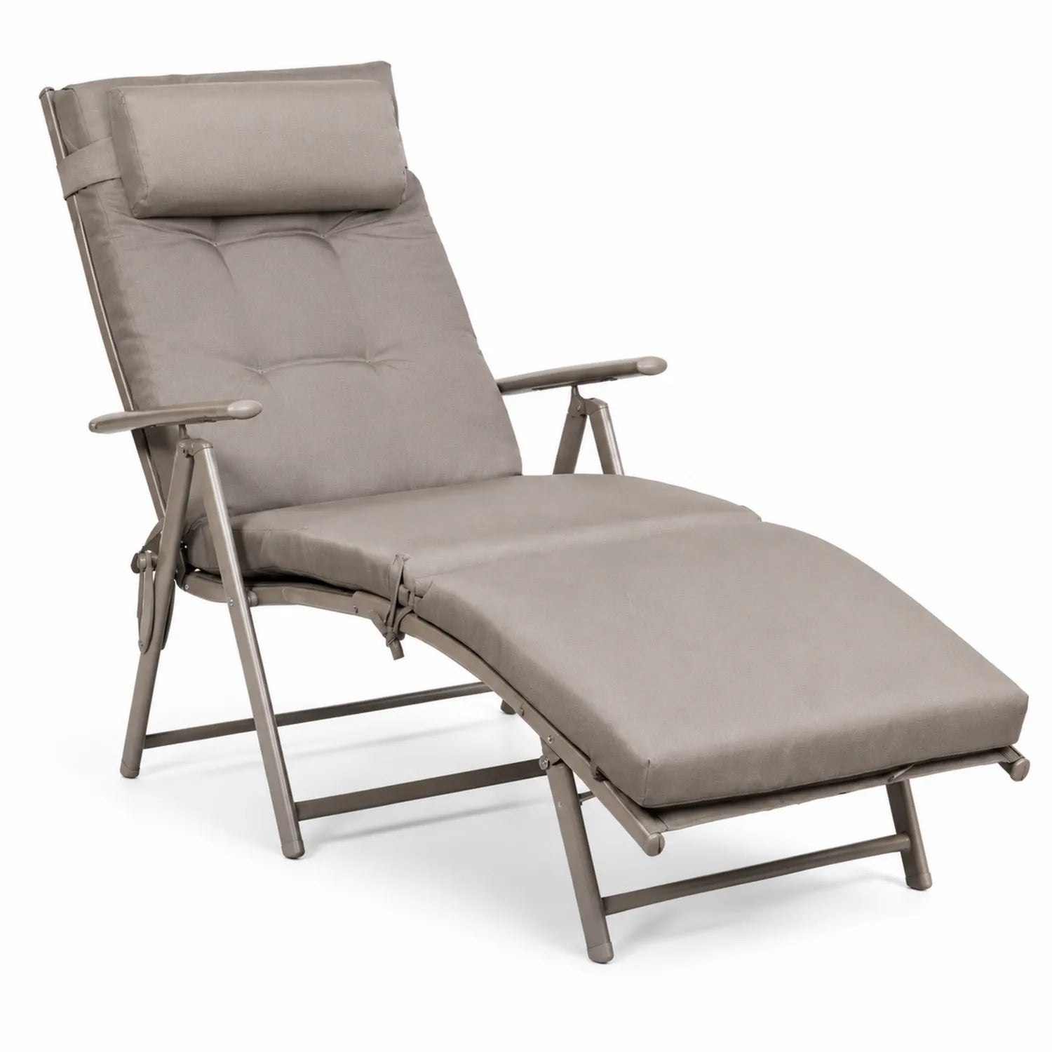 Chaise Longue de Jardin en Aluminium et Polyester Gris