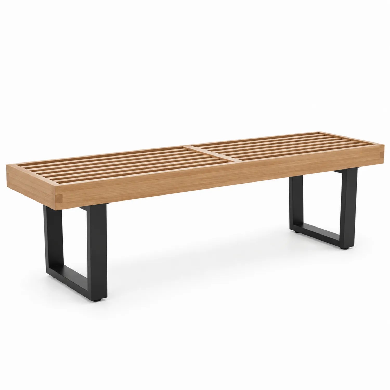 Banc en chêne structure métal noir 180cm