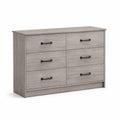 Commode en bois 6 tiroirs rectangulaire gris 120x40x80 cm