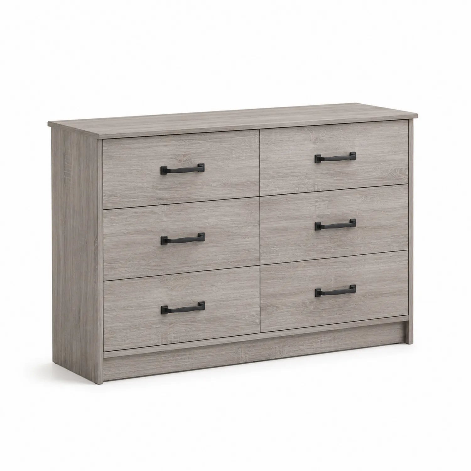 Commode en bois 6 tiroirs rectangulaire gris 120x40x80 cm