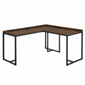 Bureau d'angle en bois massif en L avec cadre en acier