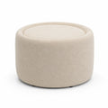 Tabouret rond en tissu bouclé beige 40x40x40 cm