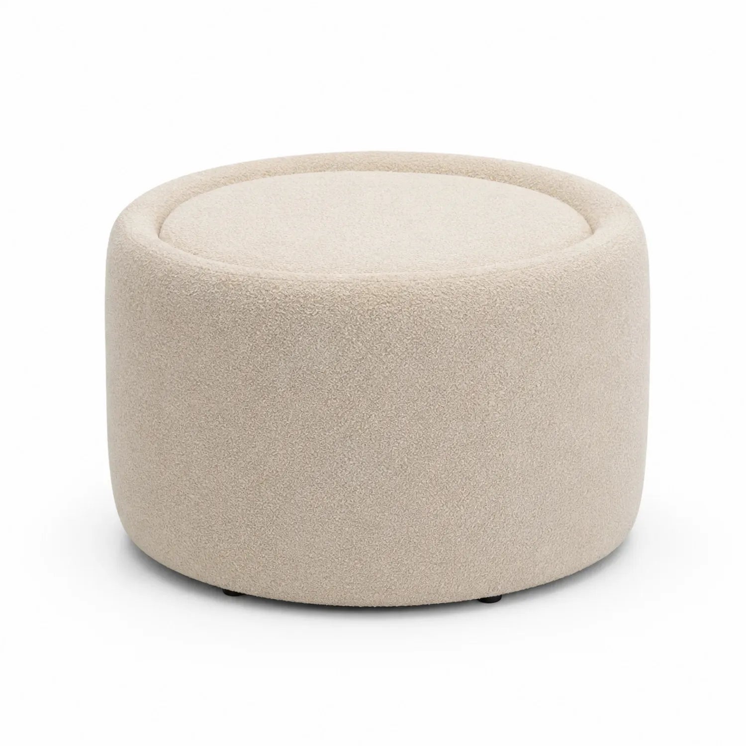 Tabouret rond en tissu bouclé beige 40x40x40 cm