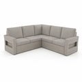 Canapé d'angle en résine tressée et coussins en polyester Gris