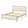 Lit en métal avec tête de lit rembourrée en similicuir Beige 200x160 cm