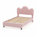Lit enfant en bois et tissu rose 200x90 cm