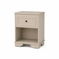Table de chevet en bois MDF beige avec tiroir et étagère