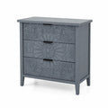 Commode à trois tiroirs en bois avec gravure grise