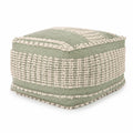Pouf en coton tissé Vert/Beige 40x40x30 cm