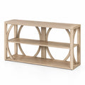 Console en bois chêne clair avec étagères
