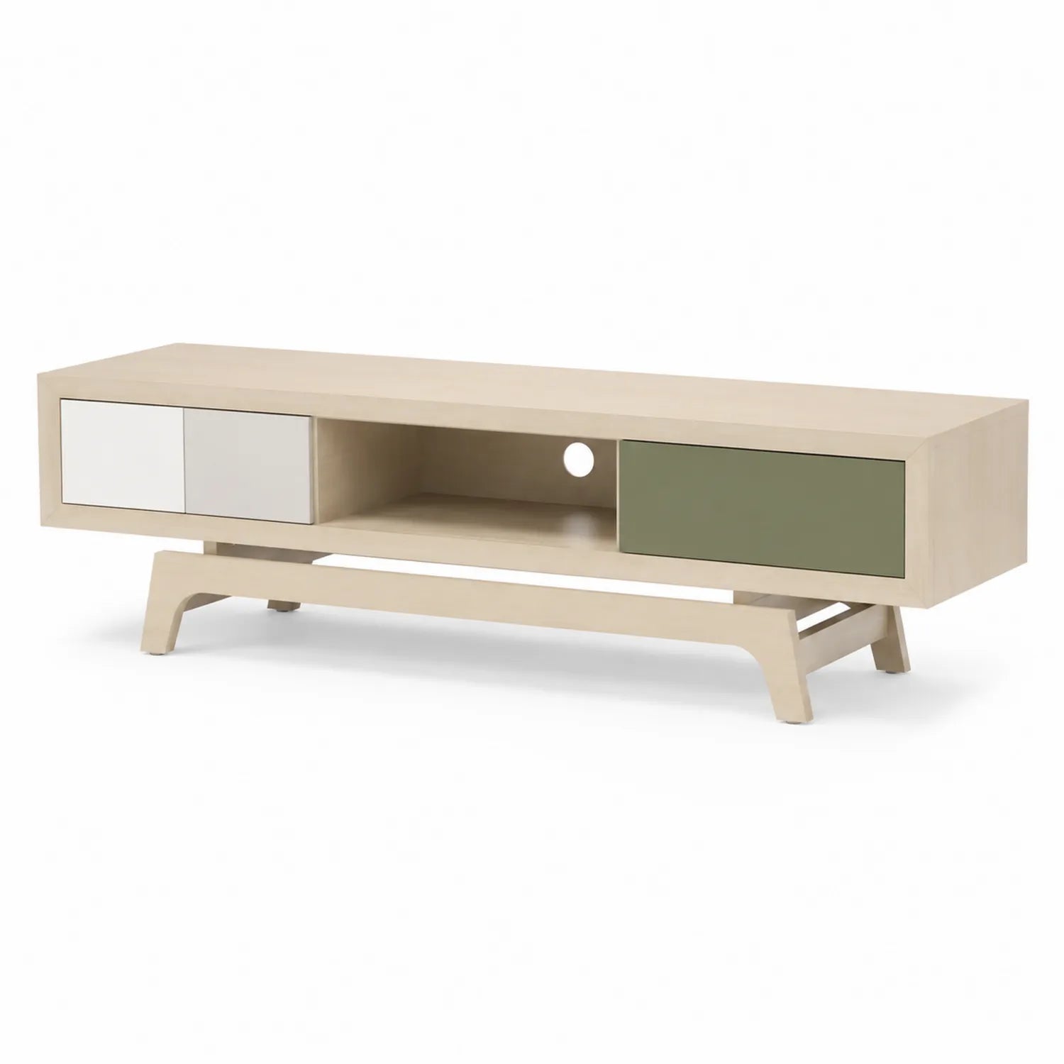 Meuble TV en bois avec tiroirs multicolores 150x40x50 cm