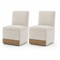 Paire de chaises en tissu beige avec base en bois