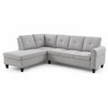 Canapé d'angle en tissu polyester gris