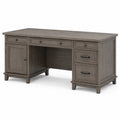Bureau en bois de chêne avec tiroirs et porte 150x75x80 cm Gris