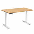 Bureau réglable en hauteur électrique MDF Chêne avec pieds métal Blanc 120x60 cm