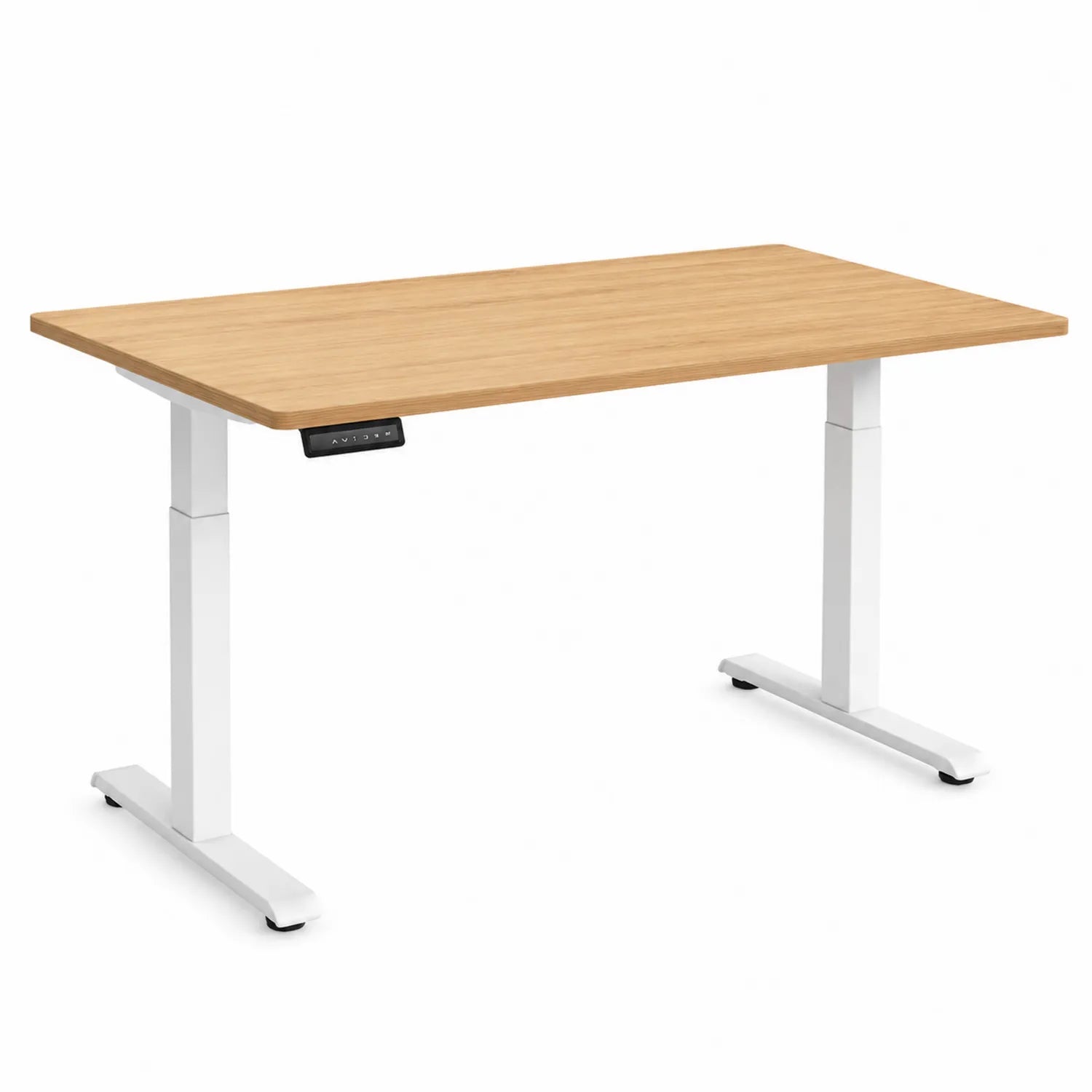 Bureau réglable en hauteur électrique MDF Chêne avec pieds métal Blanc 120x60 cm