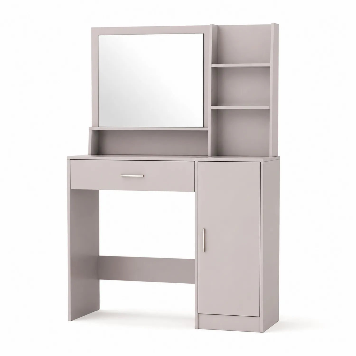 Coiffeuse en bois avec miroir rectangulaire et rangement Gris clair 120x40x150 cm