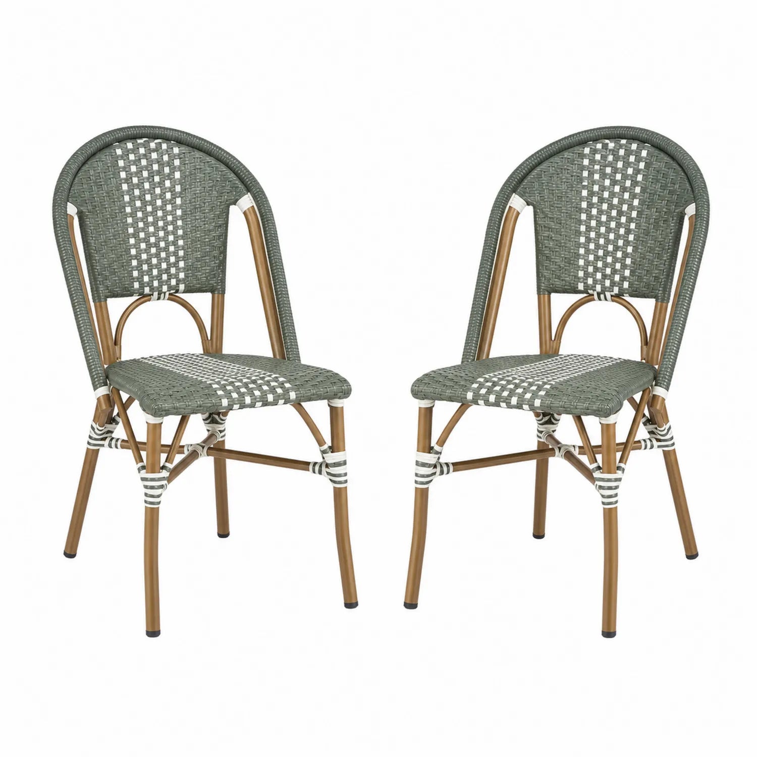 Lot de 2 chaises en rotin synthétique et aluminium vert