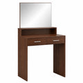 Coiffeuse en bois avec miroir et tiroirs Marron