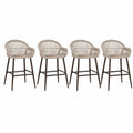 Lot de 4 Chaises de Bar d'Extérieur en Corde Beige et Métal
