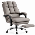 Chaise de bureau en similicuir gris avec repose-pieds réglable