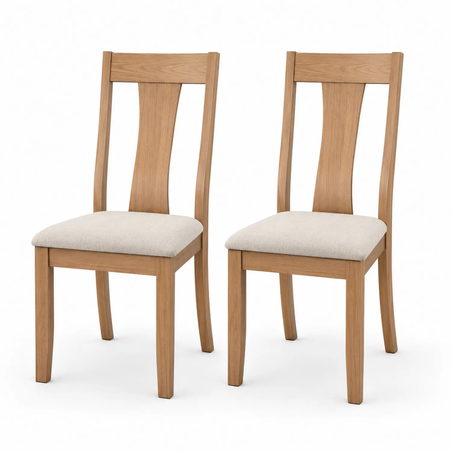 Chaise en bois avec assise en tissu beige 45x53x95 cm lot de 2