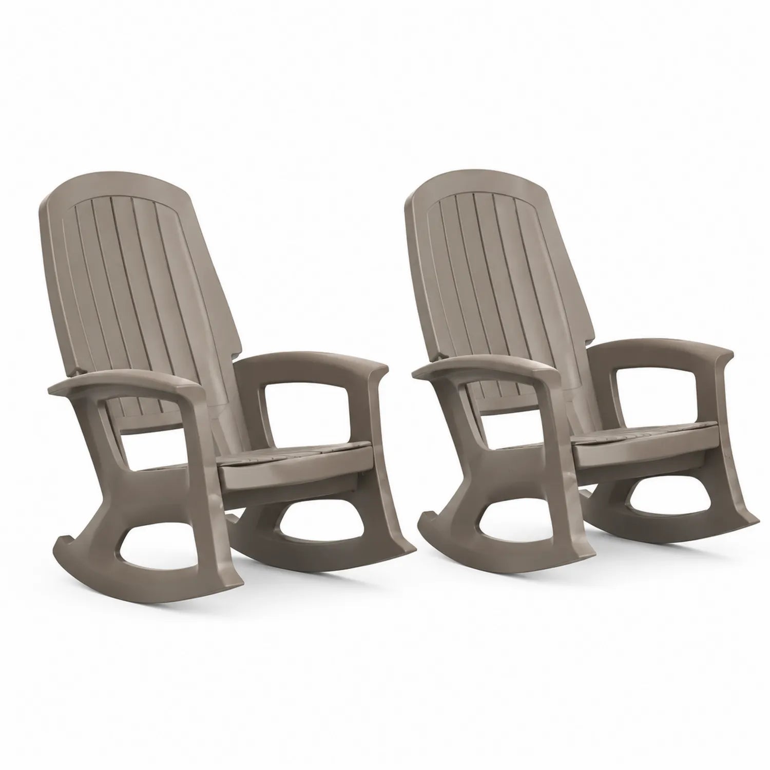 Ensemble de 2 chaises à bascule d'extérieur en polypropylène Taupe