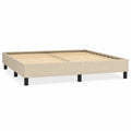 Cadre de lit en tissu beige avec lattes en bois 160x200 cm