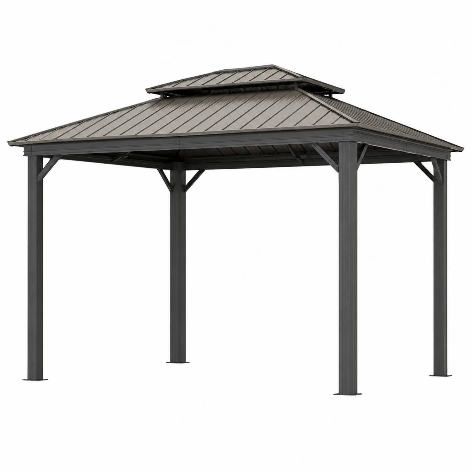 Pavillon en aluminium gris avec toit en acier galvanisé 300x400 cm