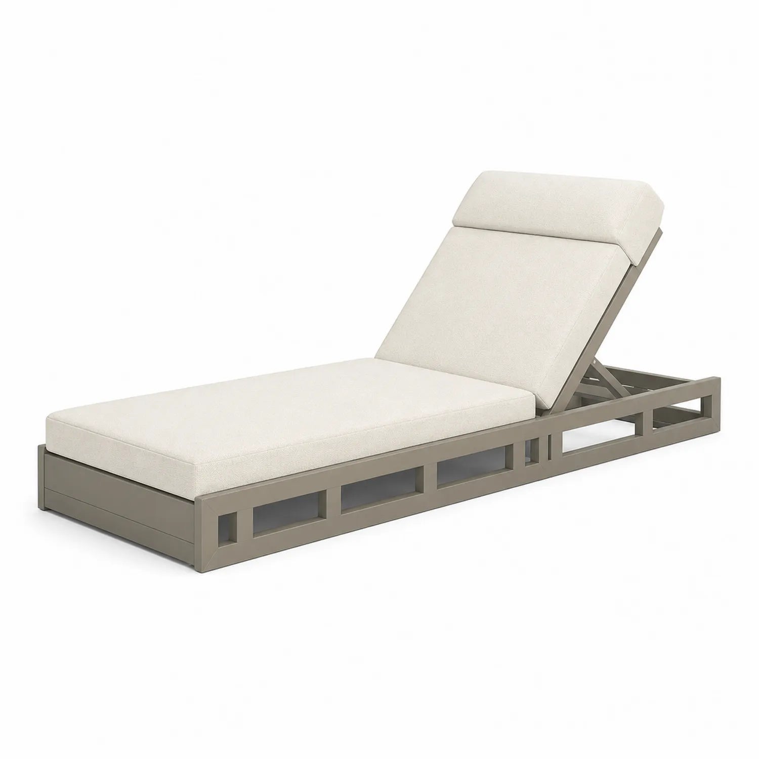 Chaise longue de jardin aluminium avec coussin beige