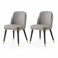 Lot de 2 chaises de salle à manger en cuir PU avec pieds en métal noir et or