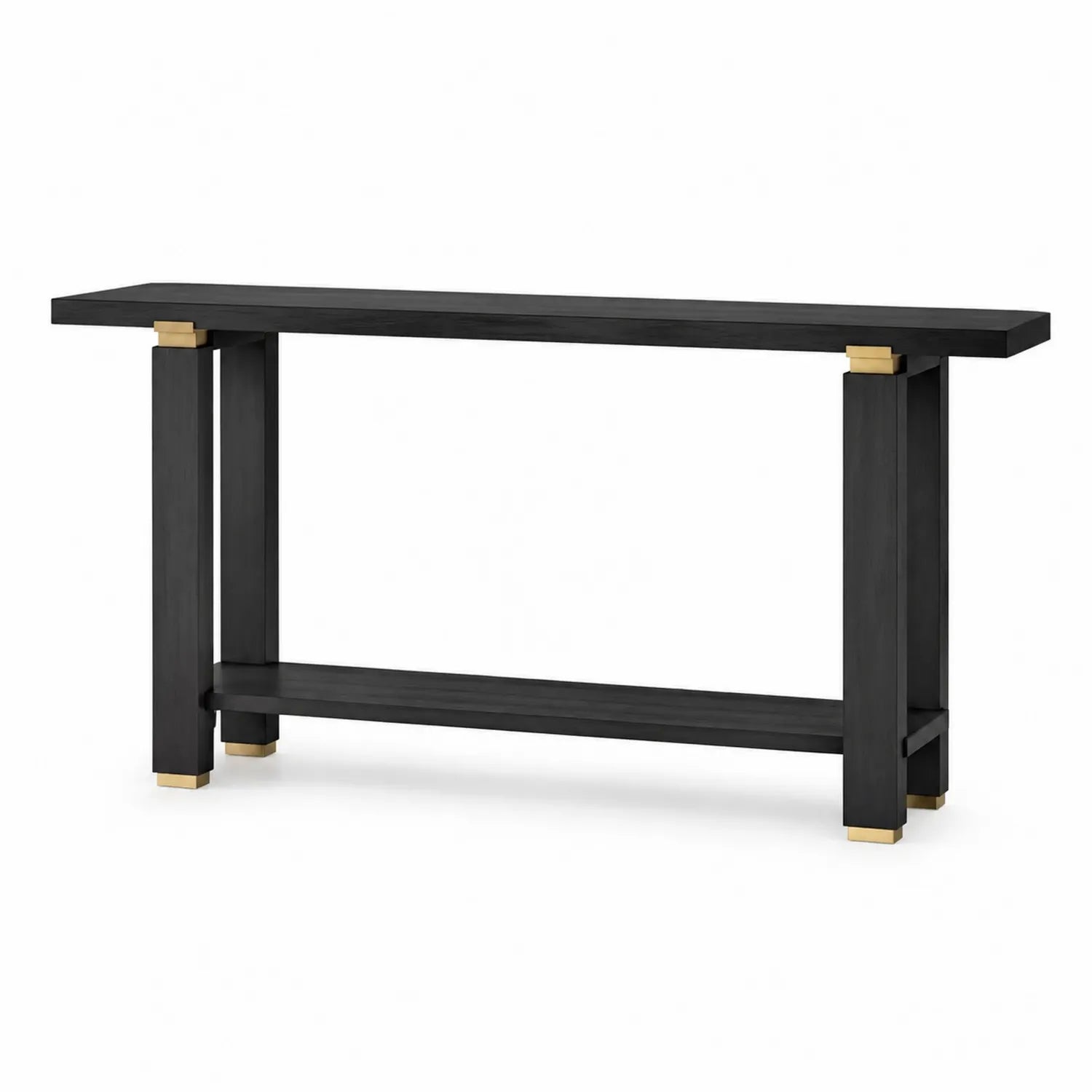 Table console en bois noir avec détails en laiton 150x40x70 cm