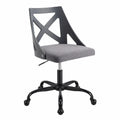 Chaise de bureau pivotante avec siège en tissu gris et dossier en plastique noir